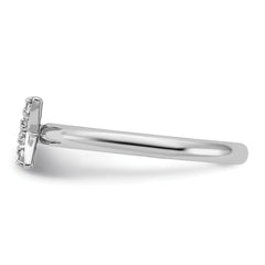 Sterling Silver Stackable Expressions Rhodium-plated CZ X Ring - Sophia Jewelers