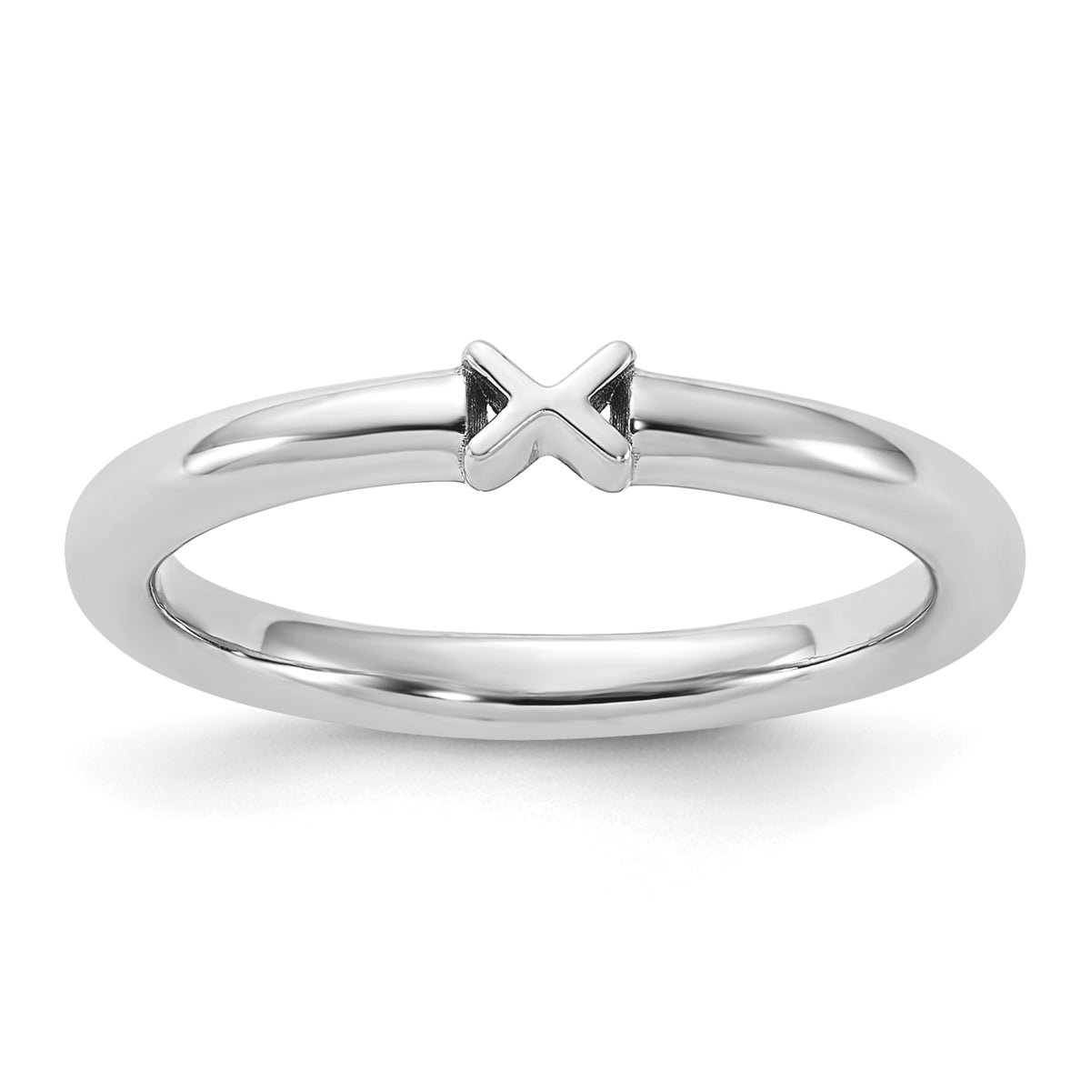 Sterling Silver Stackable Expressions Rhodium-plated X Ring - Sophia Jewelers