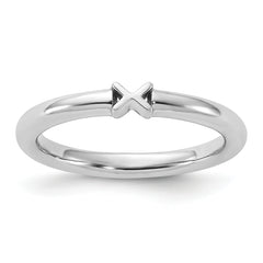 Sterling Silver Stackable Expressions Rhodium-plated X Ring - Sophia Jewelers