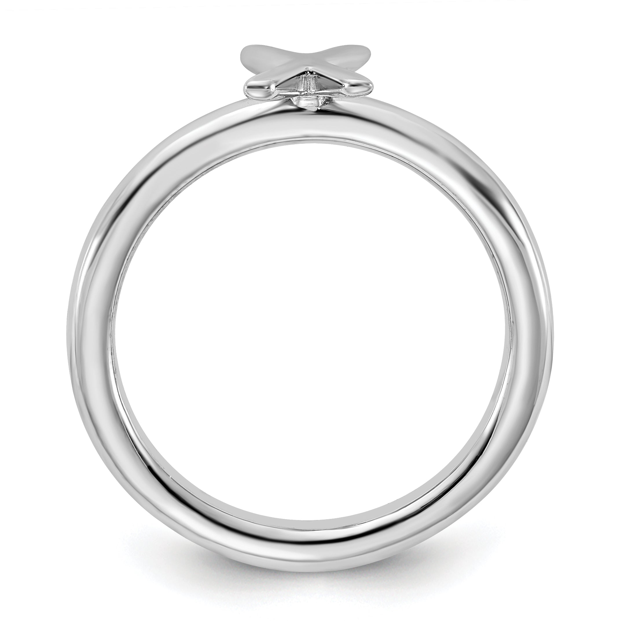 Sterling Silver Stackable Expressions Rhodium-plated X Ring - Sophia Jewelers