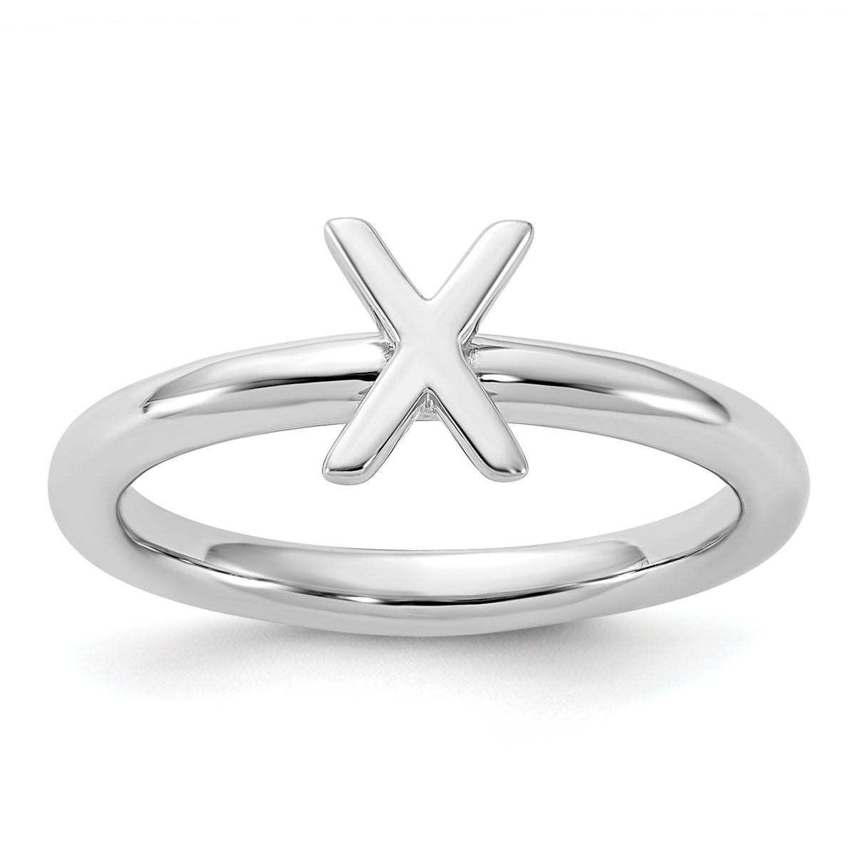 Sterling Silver Stackable Expressions Rhodium-plated X Ring - Sophia Jewelers