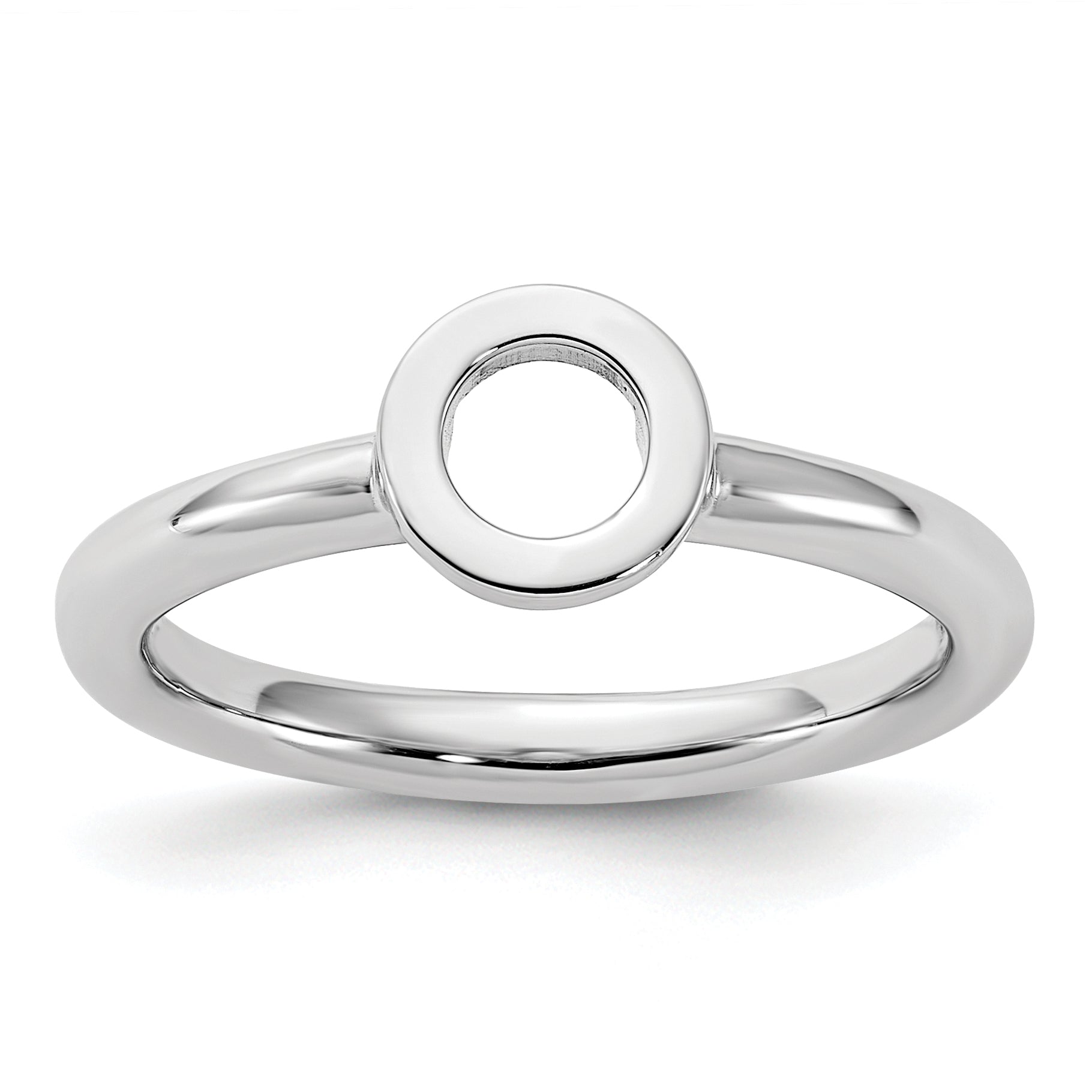 Sterling Silver Stackable Expressions Rhodium-plated O Ring - Sophia Jewelers