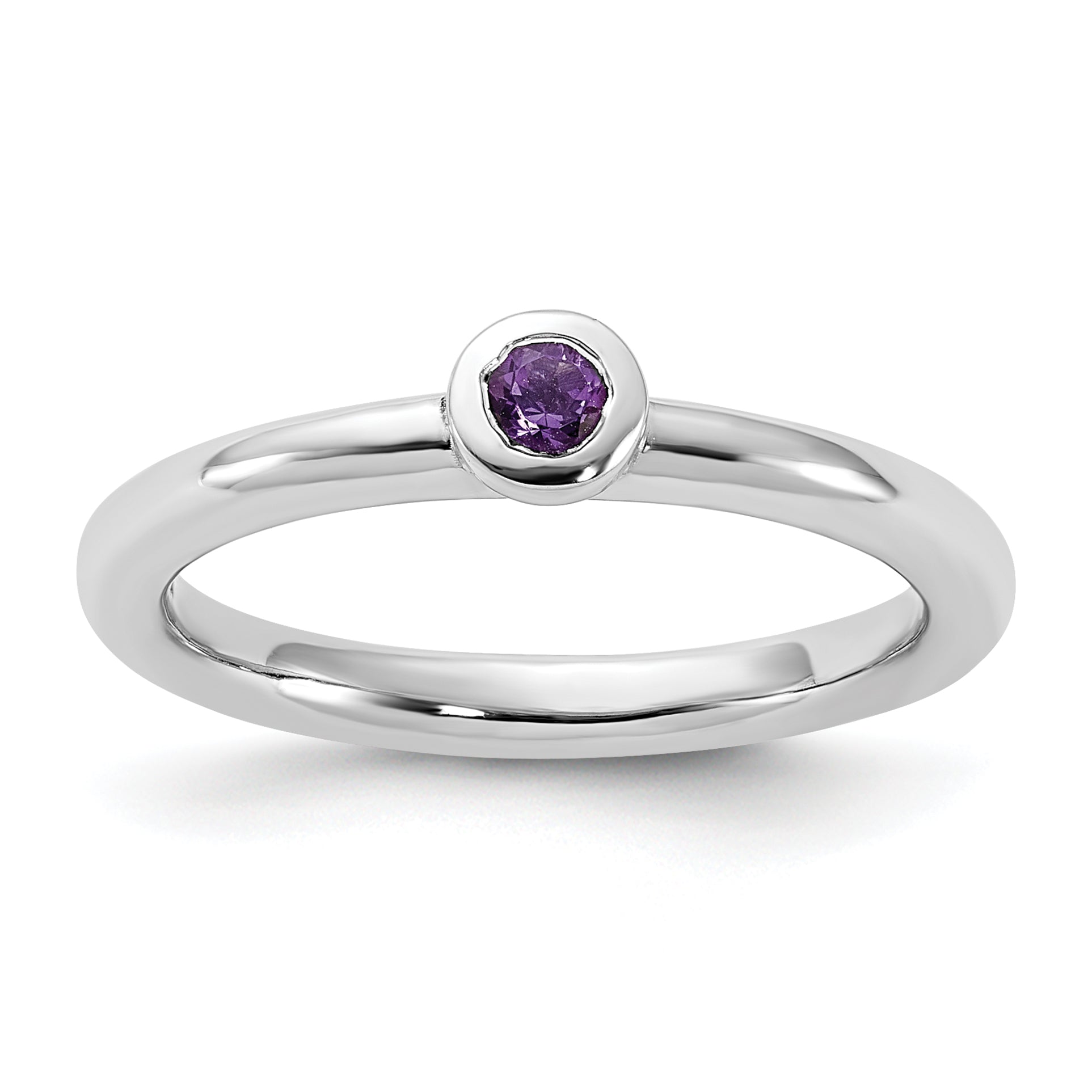 Sterling Silver Stackable Expressions Rhodium-plated Amethyst Ring - Sophia Jewelers