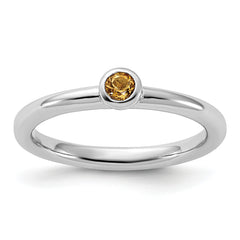 Sterling Silver Stackable Expressions Rhodium-plated Citrine Ring - Sophia Jewelers