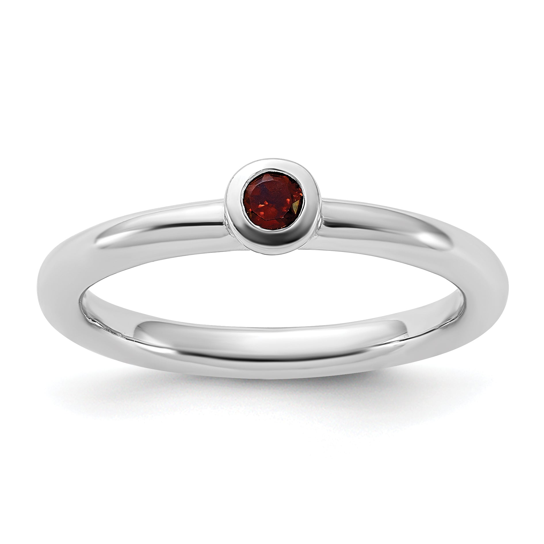 Sterling Silver Stackable Expressions Rhodium-plated Garnet Ring - Sophia Jewelers