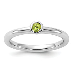 Sterling Silver Stackable Expressions Rhodium-plated Peridot Ring - Sophia Jewelers