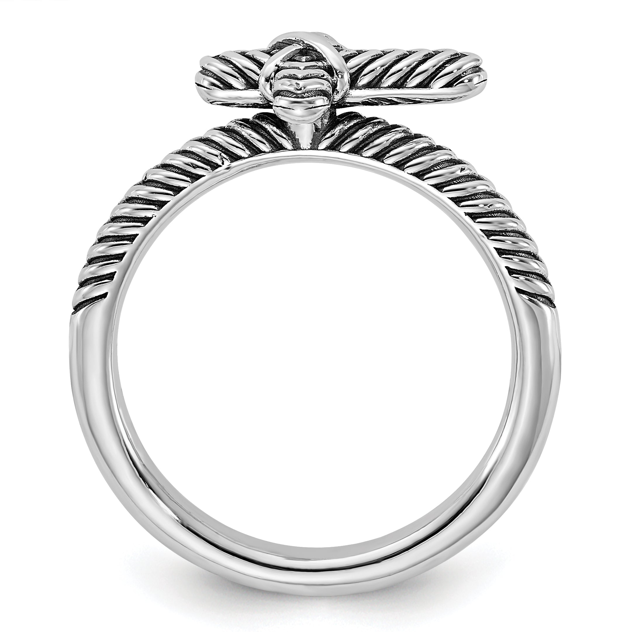 Sterling Silver Stackable Expressions Oxidized and Textured Cross Ring - Sophia Jewelers