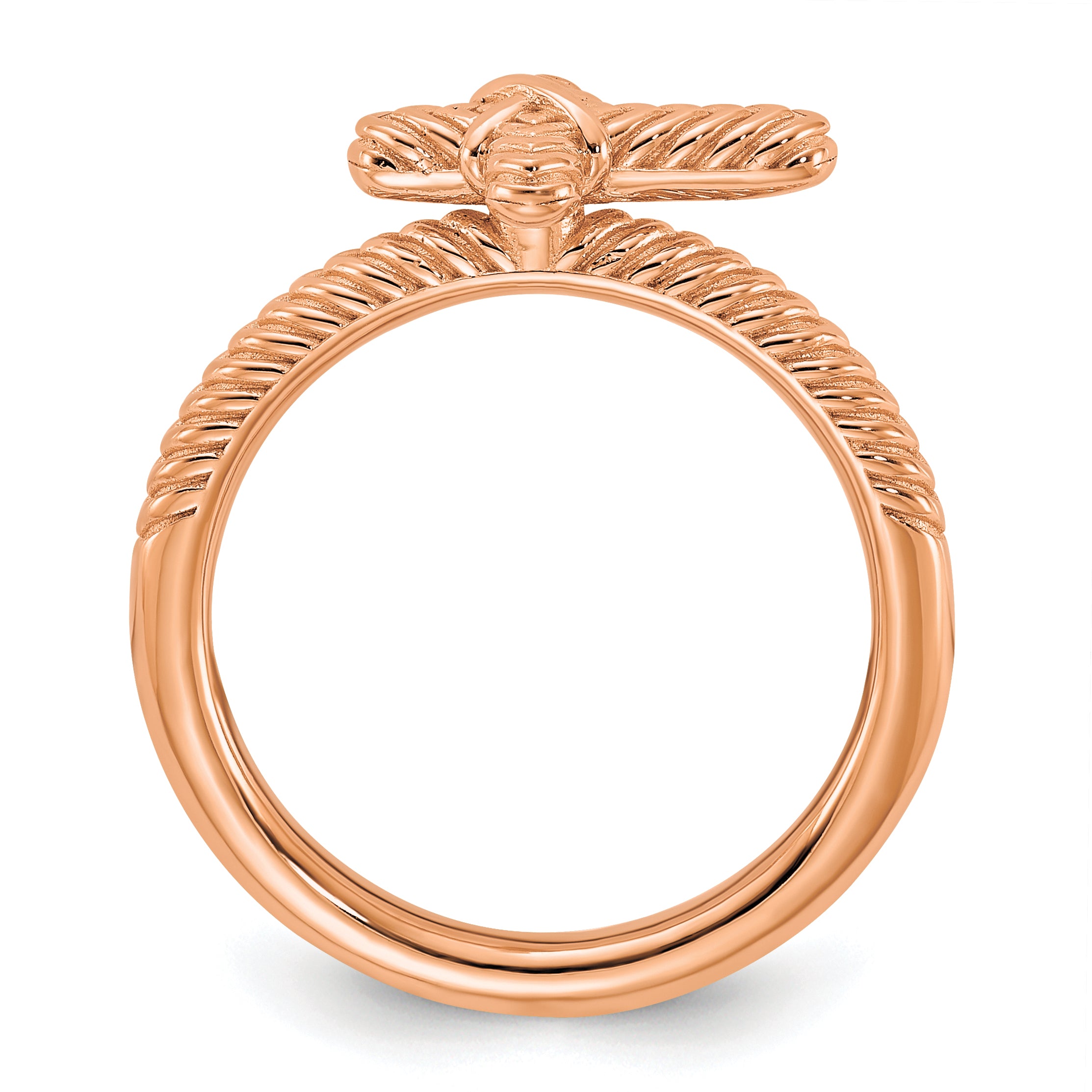 Sterling Silver Stackable Expressions Rose Gold-plated Textured Cross Ring - Sophia Jewelers