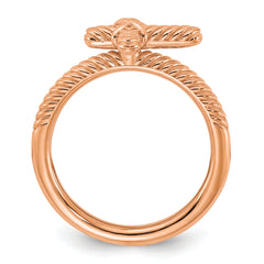 Sterling Silver Stackable Expressions Rose Gold-plated Textured Cross Ring - Sophia Jewelers