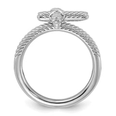 Sterling Silver Stackable Expressions Rhodium-plated Textured Cross Ring - Sophia Jewelers