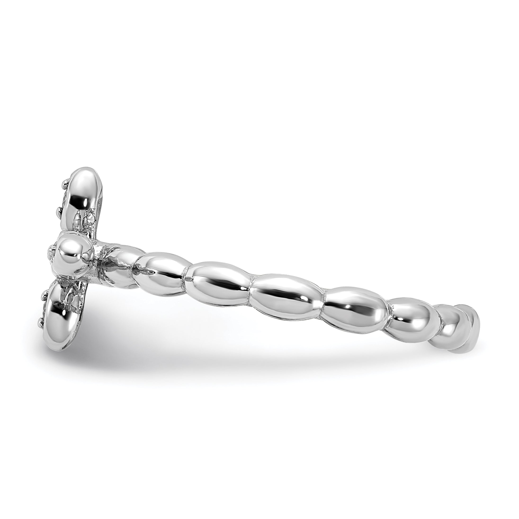 Sterling Silver Stackable Expressions Rhodium-plated White Topaz Cross Ring - Sophia Jewelers