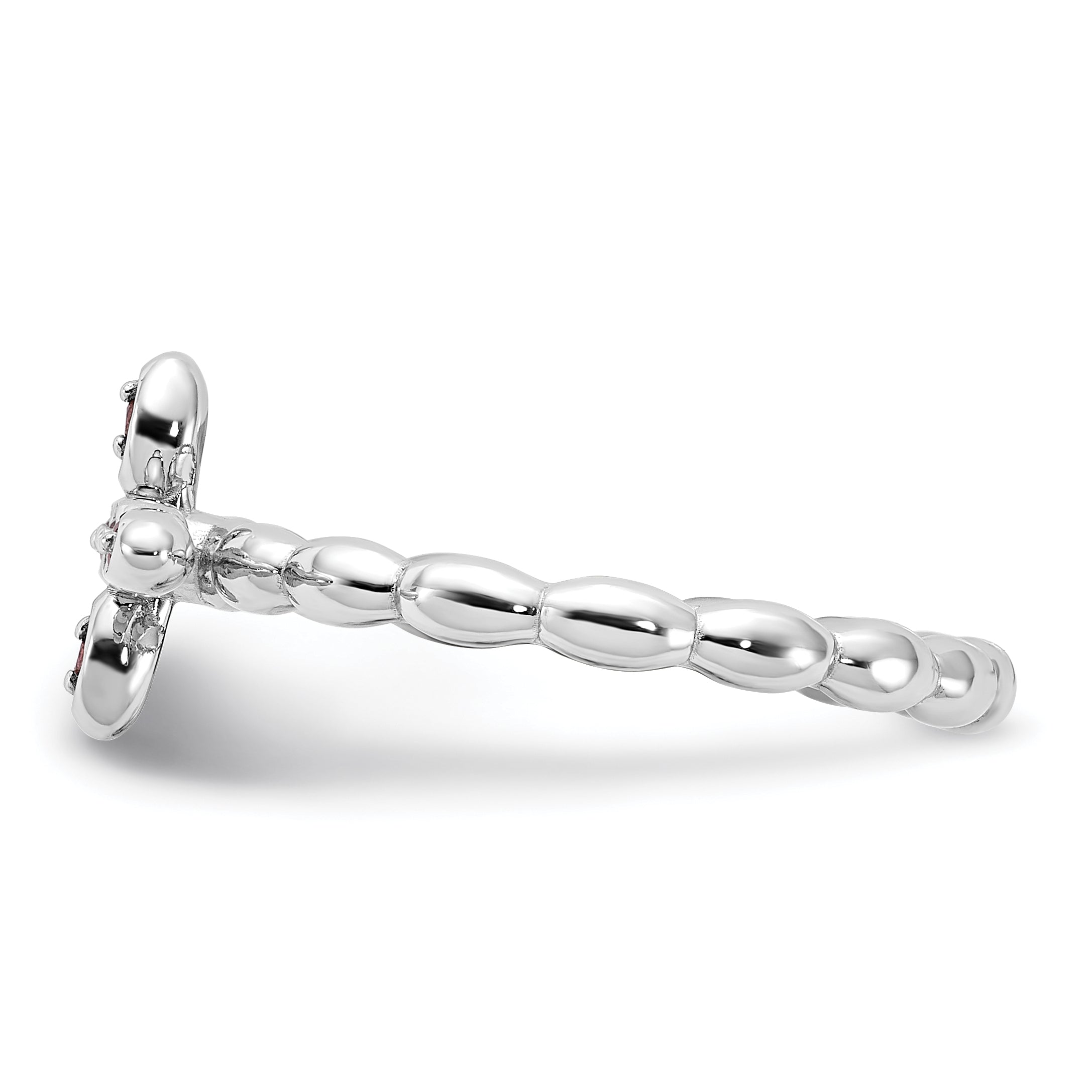 Sterling Silver Stackable Expressions Rhodium-plated Rhodolite Cross Ring - Sophia Jewelers