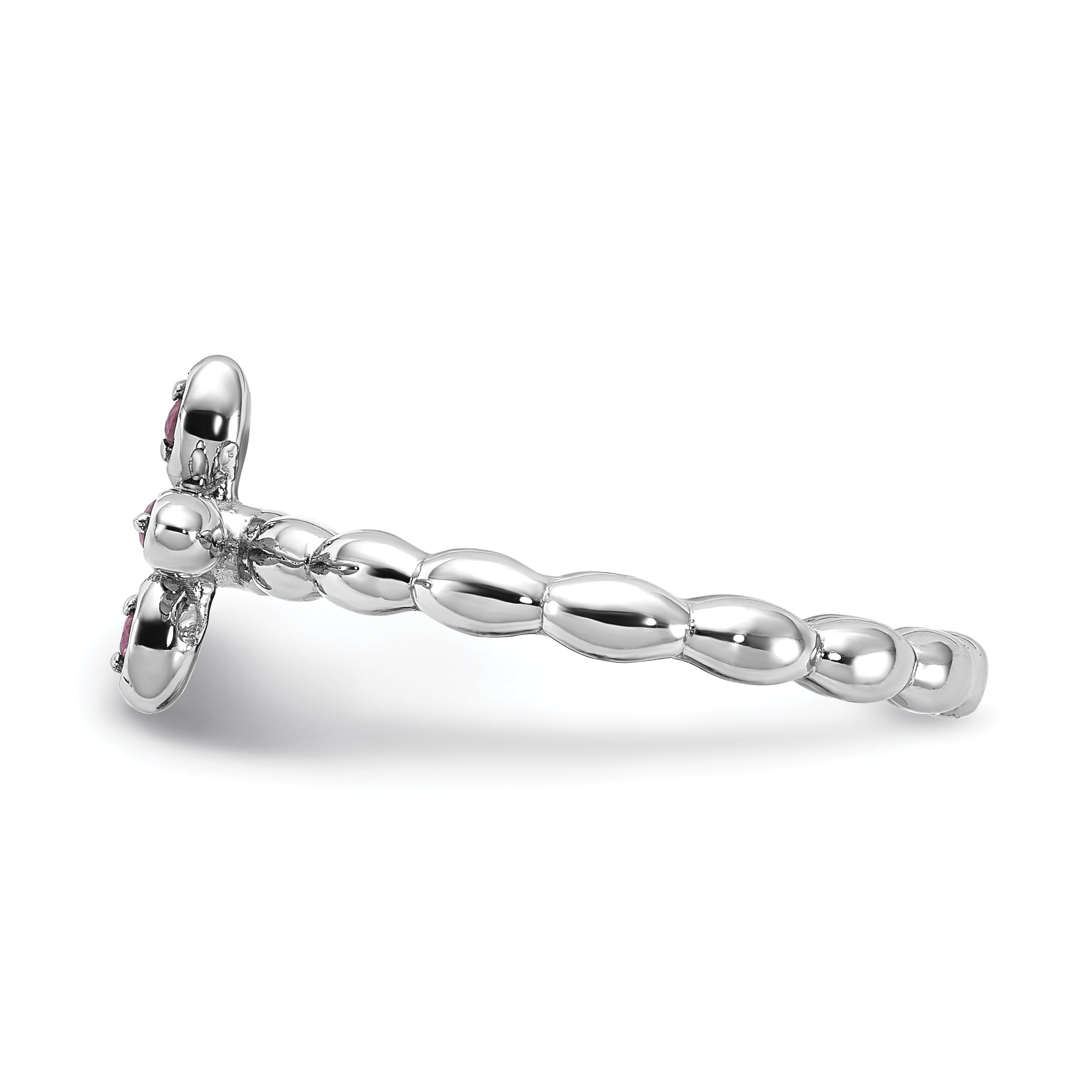 Sterling Silver Stackable Expressions Rhodium-plated Created Ruby Cross Ring - Sophia Jewelers