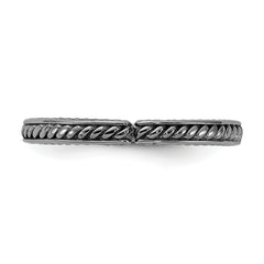 Sterling Silver Stackable Expressions Black Rhodium Textured Ring - Sophia Jewelers