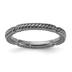 Sterling Silver Stackable Expressions Black Rhodium Textured Ring - Sophia Jewelers