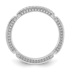 Sterling Silver Stackable Expressions Rhodium-plated Textured Ring - Sophia Jewelers