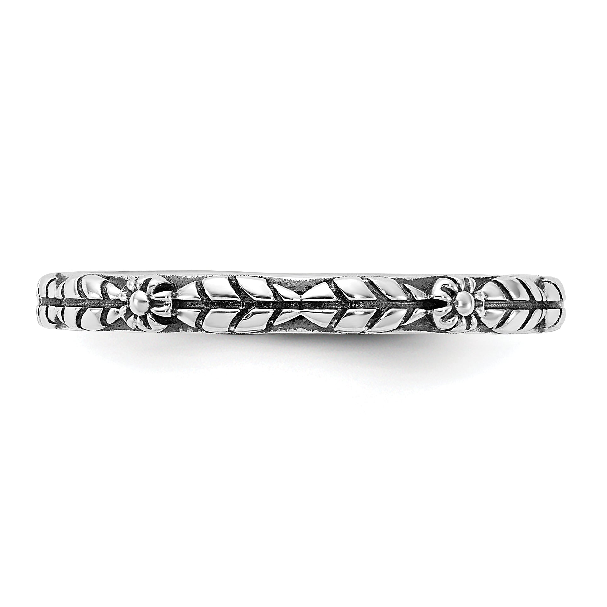 Sterling Silver Stackable Expressions Oxidized and Textured Flowers Ring - Sophia Jewelers