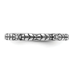 Sterling Silver Stackable Expressions Oxidized and Textured Flowers Ring - Sophia Jewelers