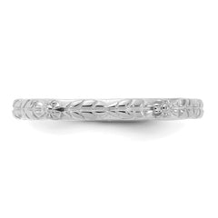 Sterling Silver Stackable Expressions Rhodium-plated Textured Flowers Ring - Sophia Jewelers