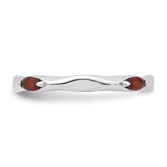 Sterling Silver Stackable Expressions Rhodium-plated Garnet Ring - Sophia Jewelers