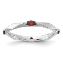 Sterling Silver Stackable Expressions Rhodium-plated Garnet Ring - Sophia Jewelers