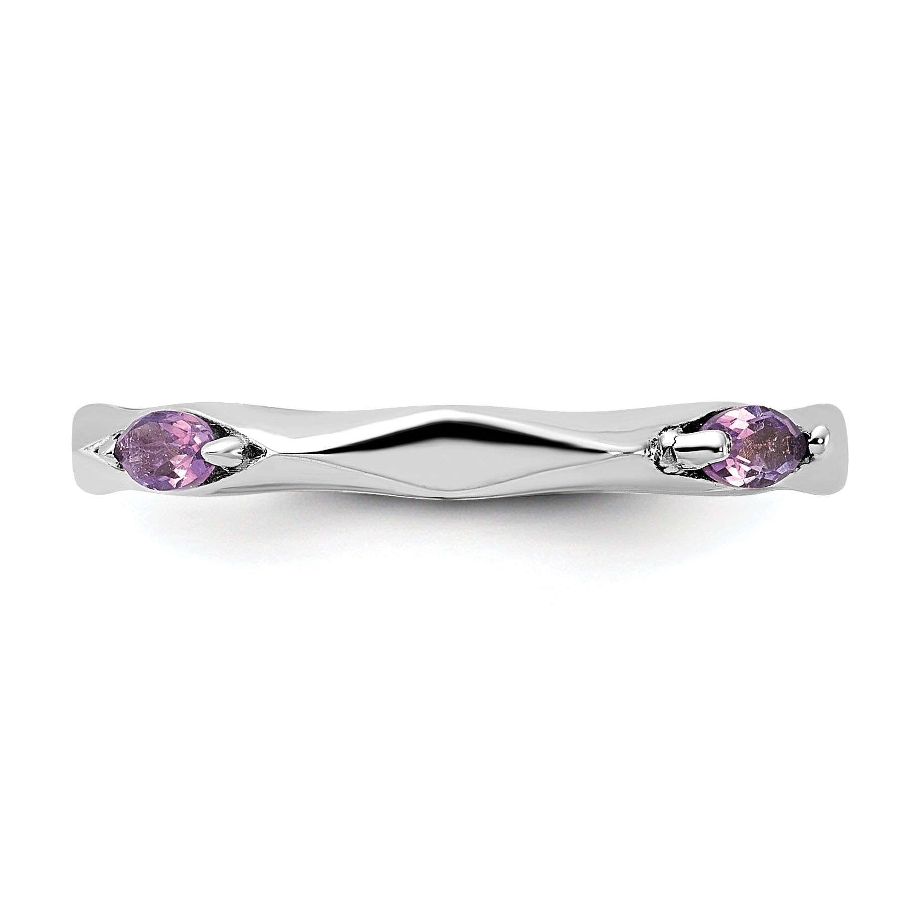 Sterling Silver Stackable Expressions Rhodium-plated Amethyst Ring - Sophia Jewelers