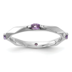 Sterling Silver Stackable Expressions Rhodium-plated Amethyst Ring - Sophia Jewelers