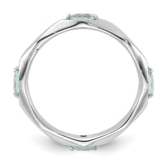 Sterling Silver Stackable Expressions Rhodium-plated Aquamarine Ring - Sophia Jewelers