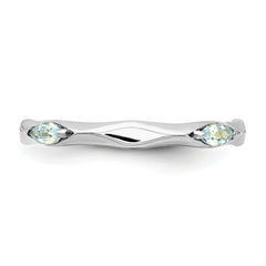 Sterling Silver Stackable Expressions Rhodium-plated Aquamarine Ring - Sophia Jewelers