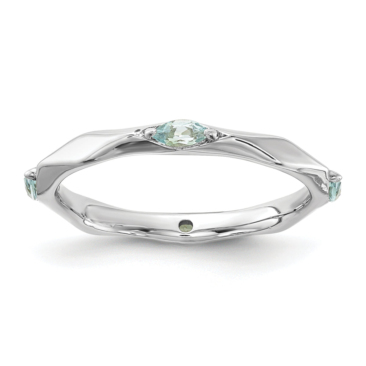 Sterling Silver Stackable Expressions Rhodium-plated Aquamarine Ring - Sophia Jewelers