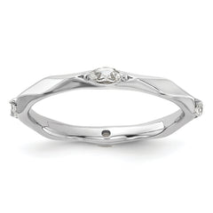 Sterling Silver Stackable Expressions Rhodium-plated White Topaz Ring - Sophia Jewelers