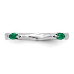 Sterling Silver Stackable Expressions Rhodium-plated Created Emerald Ring - Sophia Jewelers