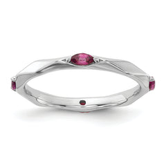 Sterling Silver Stackable Expressions Rhod-plated Rhodolite Garnet Ring - Sophia Jewelers