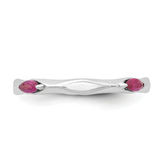 Sterling Silver Stackable Expressions Rhodium-plated Created Ruby Ring - Sophia Jewelers