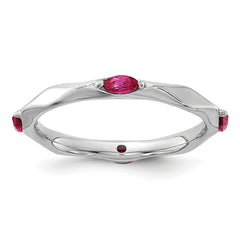 Sterling Silver Stackable Expressions Rhodium-plated Created Ruby Ring - Sophia Jewelers