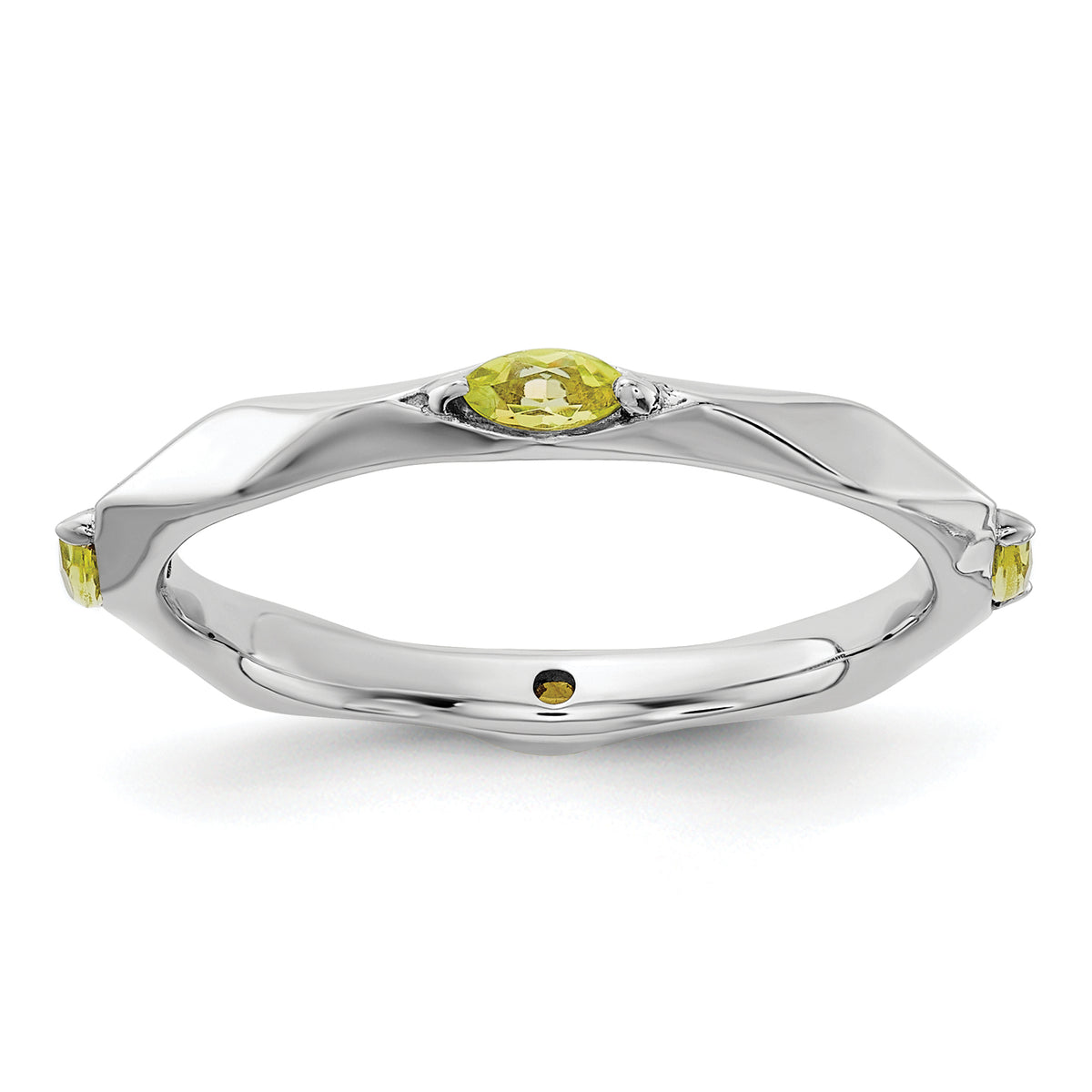 Sterling Silver Stackable Expressions Rhodium-plated Peridot Ring - Sophia Jewelers