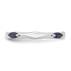 Sterling Silver Stackable Expressions Rhod-plated Created Sapphire Ring - Sophia Jewelers