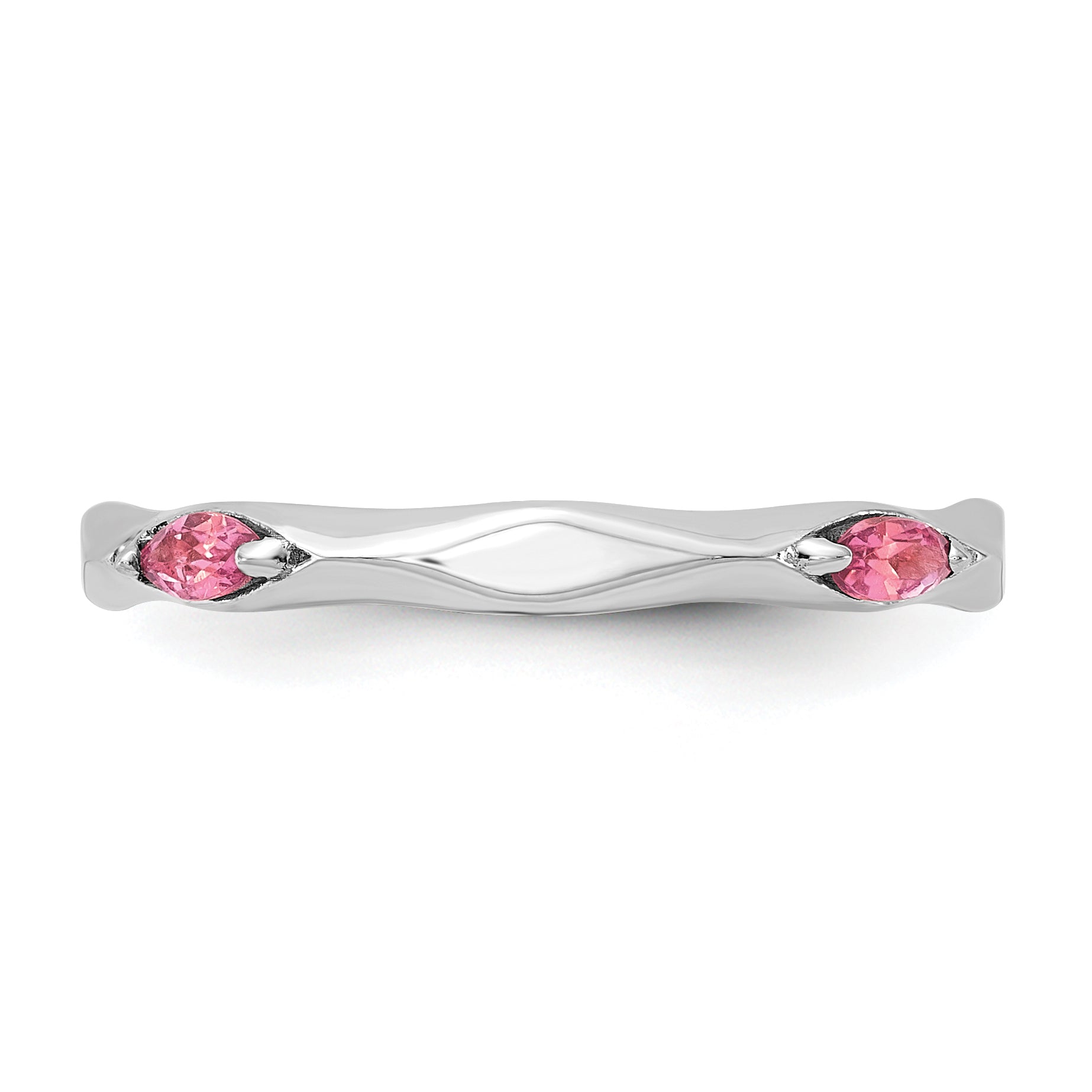 Sterling Silver Stackable Expressions Rhodium-plated Pink Tourmaline Ring - Sophia Jewelers