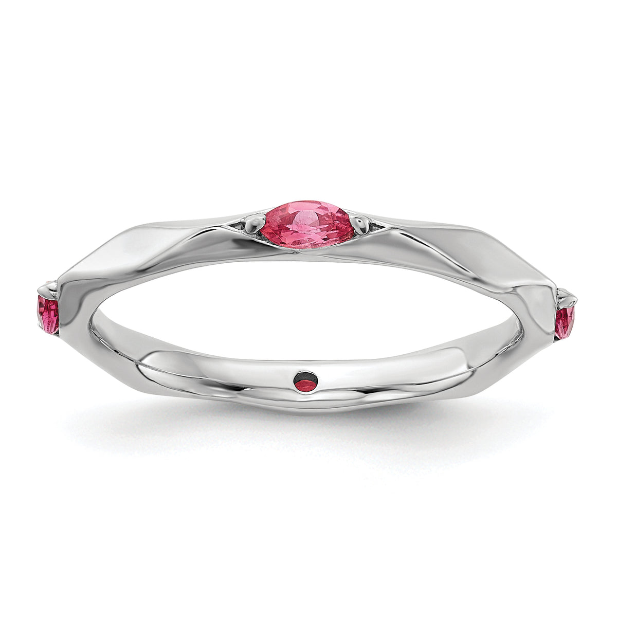 Sterling Silver Stackable Expressions Rhodium-plated Pink Tourmaline Ring - Sophia Jewelers