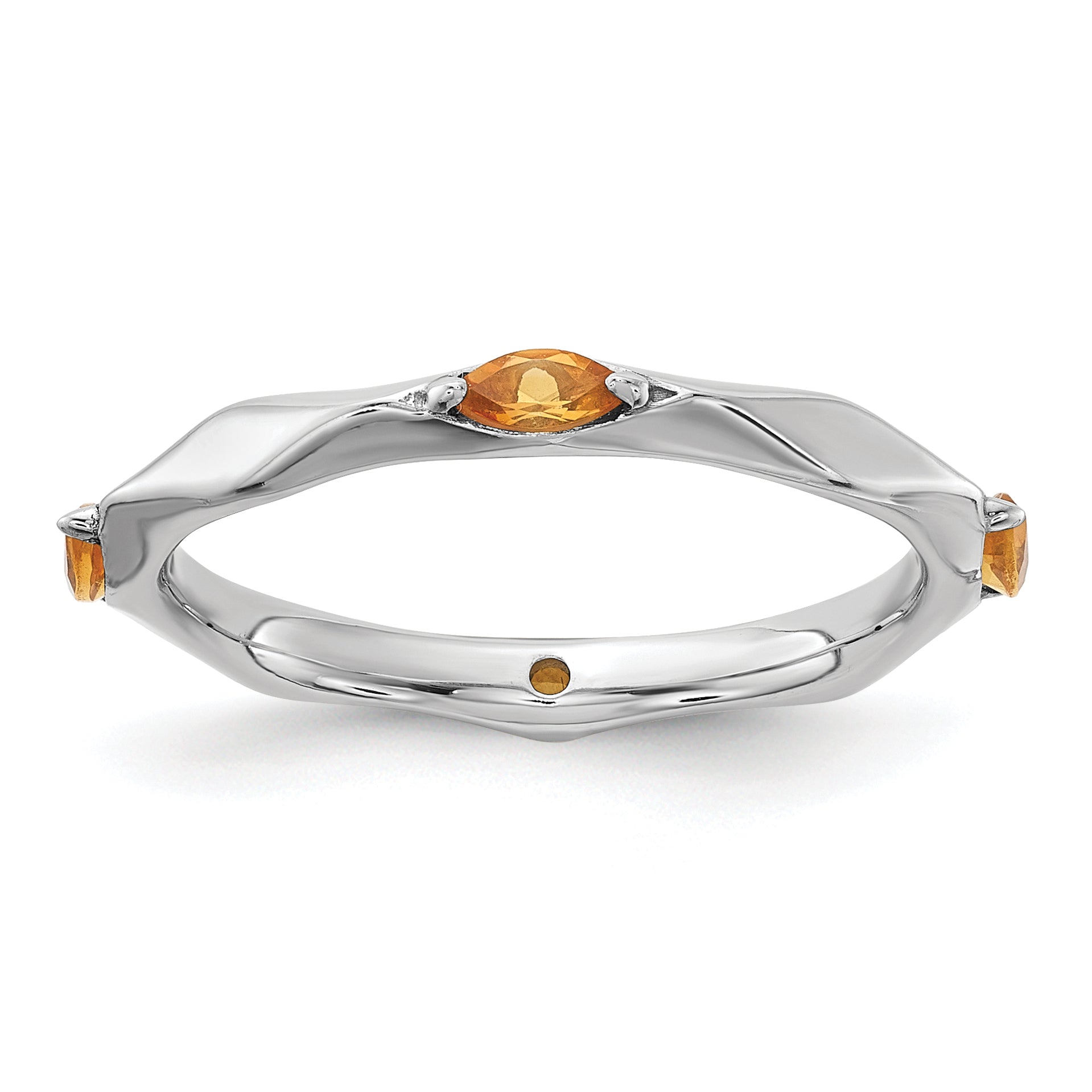 Sterling Silver Stackable Expressions Rhodium-plated Citrine Ring - Sophia Jewelers