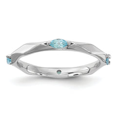 Sterling Silver Stackable Expressions Rhodium-plated Blue Topaz Ring - Sophia Jewelers