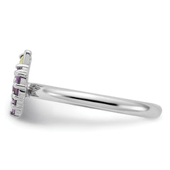 Sterling Silver Stackable Expressions Rhodium-plated Amethyst and Peridot Grapes Ring - Sophia Jewelers