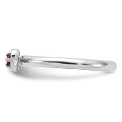 Sterling Silver Stackable Expressions Rhodium-plated Garnet Heart with Arrow Ring - Sophia Jewelers