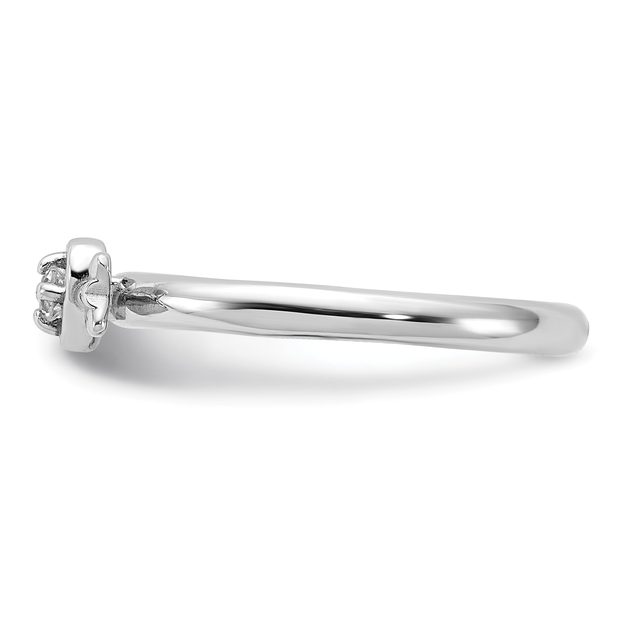 Sterling Silver Stackable Expressions Rhodium-plated White Topaz Heart with Arrow Ring - Sophia Jewelers