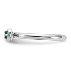 Sterling Silver Stackable Expressions Rhodium-plated Created Emerald Heart with Arrow Ring - Sophia Jewelers