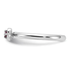 Sterling Silver Stackable Expressions Rhodium-plated Rhodolite Heart with Arrow Ring - Sophia Jewelers