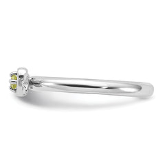 Sterling Silver Stackable Expressions Rhodium-plated Peridot Heart with Arrow Ring - Sophia Jewelers