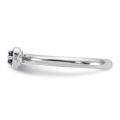 Sterling Silver Stackable Expressions Rhodium-plated Created Sapphire Heart with Arrow Ring - Sophia Jewelers