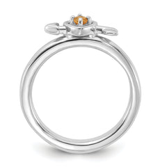 Sterling Silver Stackable Expressions Rhodium-plated Citrine Heart with Arrow Ring - Sophia Jewelers