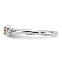 Sterling Silver Stackable Expressions Rhodium-plated Citrine Heart with Arrow Ring - Sophia Jewelers